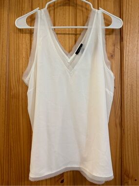 Halogen Cream White V-Neck Lace-Trim Camisole